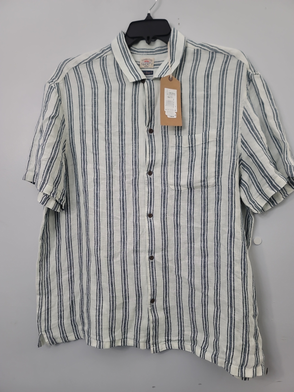 Faherty Short-Sleeve Palma Linen Camp Shirt - Ryecroft Valley Stripe